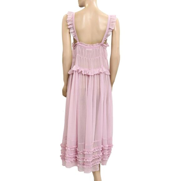 Intimately Free People Moon Phase Midi Slip Dress Ruffle Swingy Sheer S 281919 - Picture 6 of 7